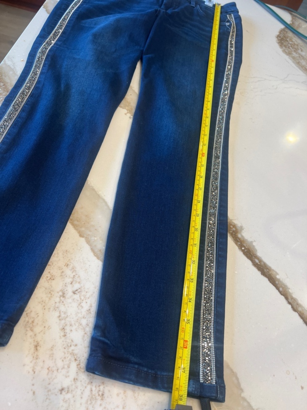 Tommy Bahama Dark Indigo Ankle Jeans with Metallic Side Trim 8x28 - Picture 9 of 10